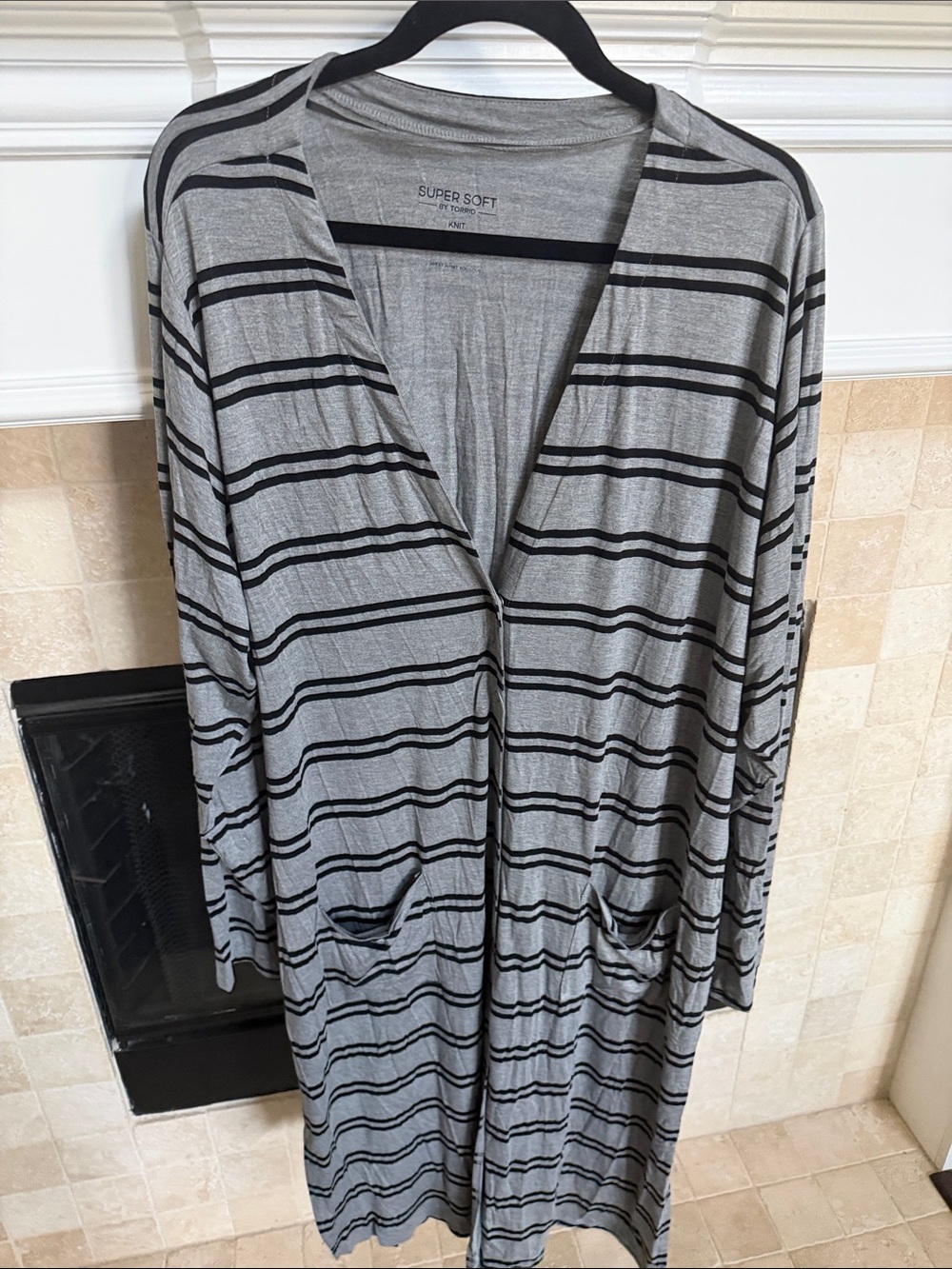 torrid Gray & Black Striped Longline Cardigan SUPER SOFT